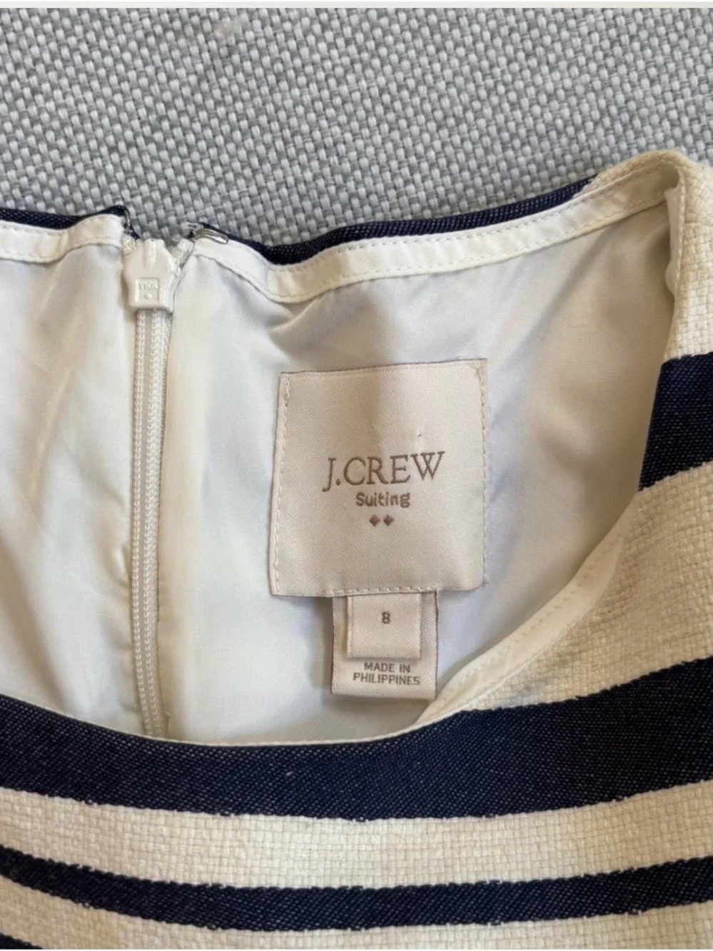 J. Crew Navy and White Striped Midi Sheath Dress